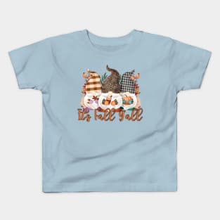 Fall Plaid Gnomes Kids T-Shirt